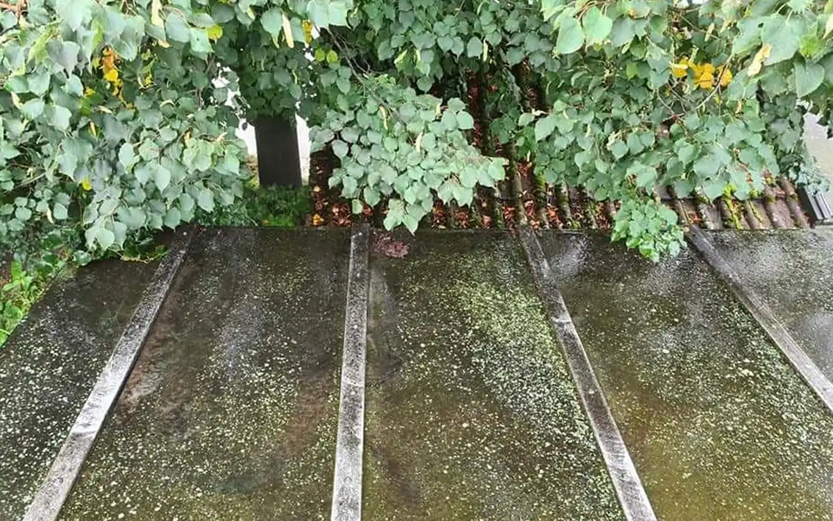 Vorher: Terrassendach mit Glasflächen